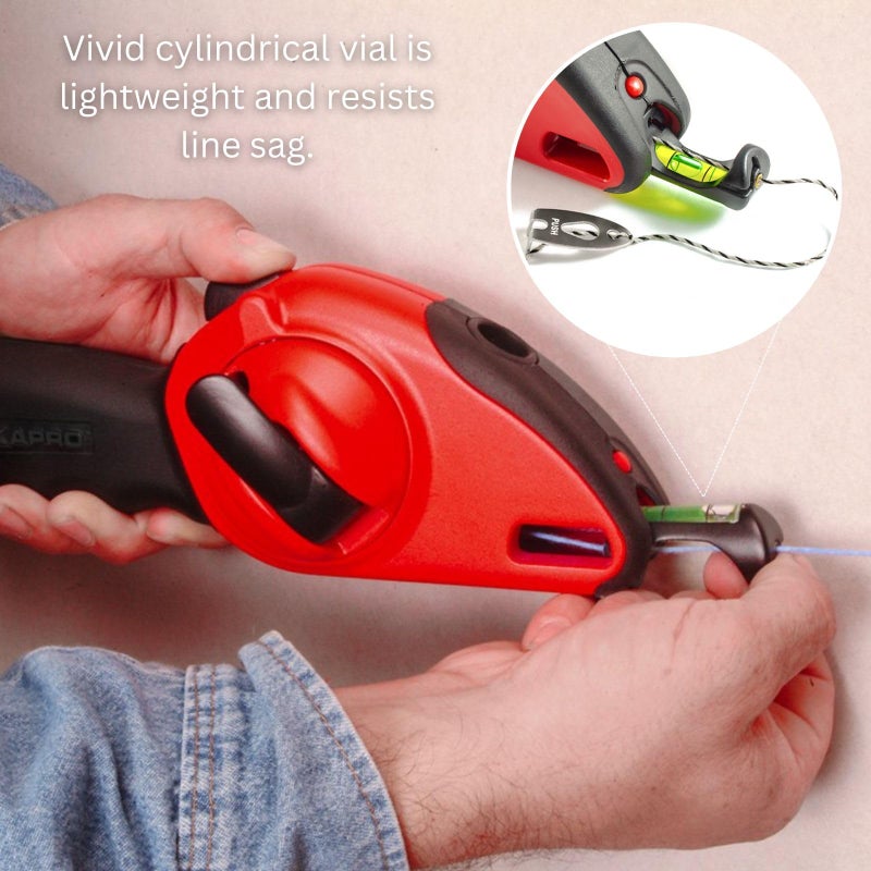 Kapro 214 Ergonomic Sure Grip Layout and Marking Chalk Line with Retractable Line Level  100' Line by Kapro - Image 4
